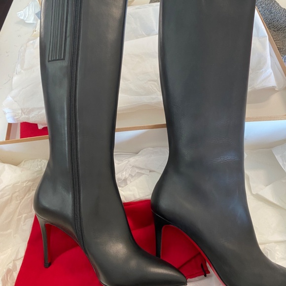 CV Pigalle Botta 85 Calf VIP Red Bottom Black Boots - Picture 7 of 7